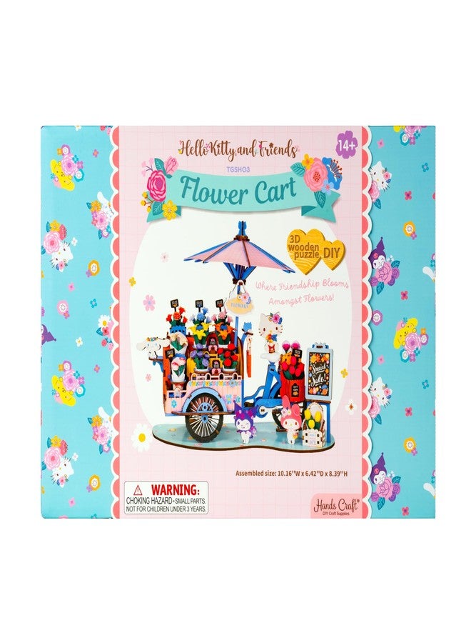 Hands Craft Hello Kitty And Friends Flower Cart 3D Wooden Puzzle Kit | DIY Floral Model | Arts & Crafts for Adults & Kids | Creative Hobby Kits | Hello Kitty Characters | Wood Building Set | Nice Gift - Image 3